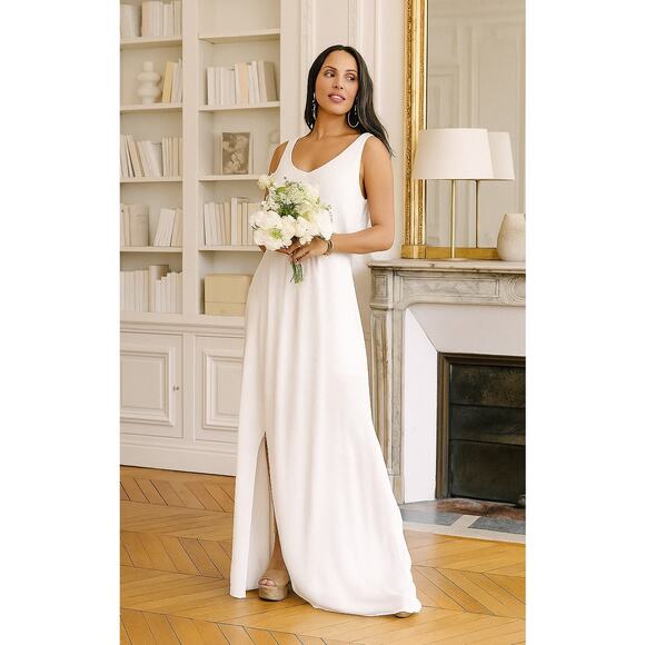 Show Me Your Mumu Kendall Maxi Bridal Dress Wedding Cake Chiffon M NWT - Picture 1 of 7